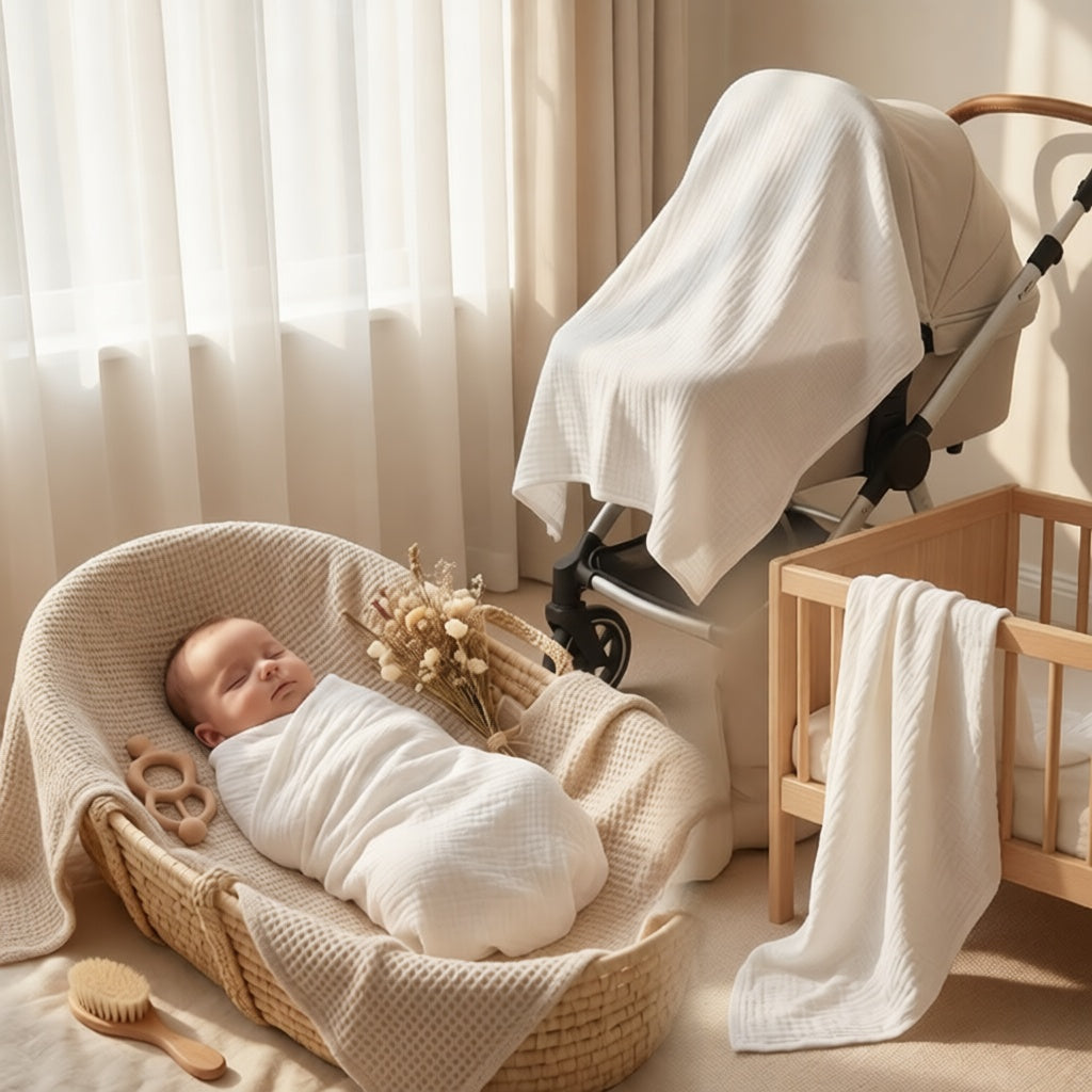 Luxurious Bamboo Cotton Baby Muslin Wrap - Snowdrop