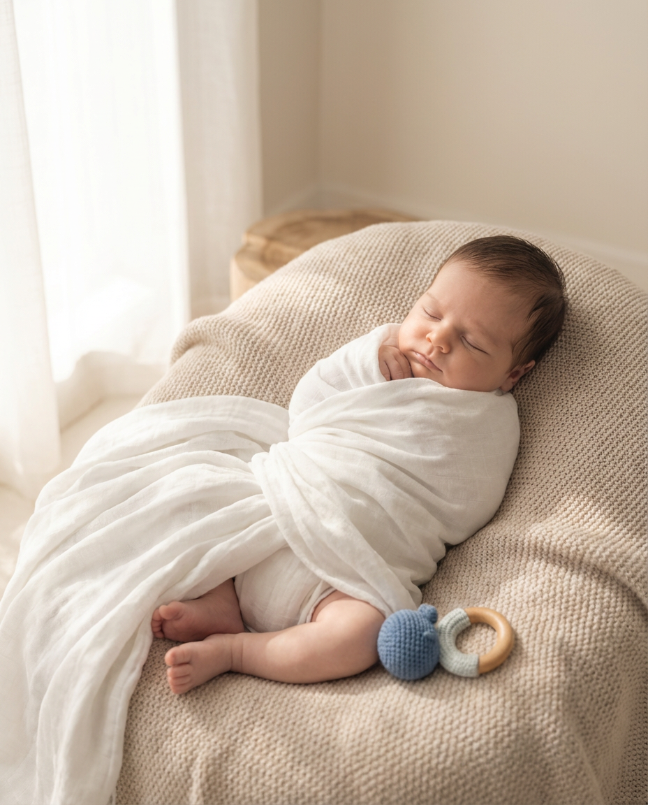 Luxurious Bamboo Cotton Baby Muslin Wrap - Snowdrop