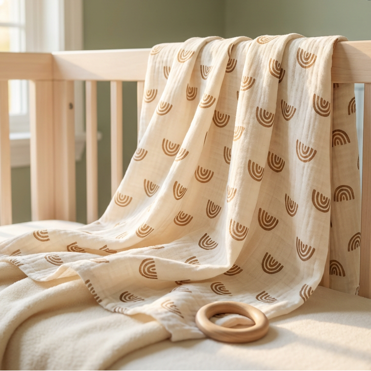 Baby Organic Muslin Wrap - Rainbow