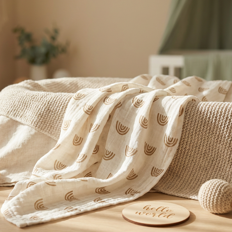 Baby Organic Muslin Wrap - Rainbow