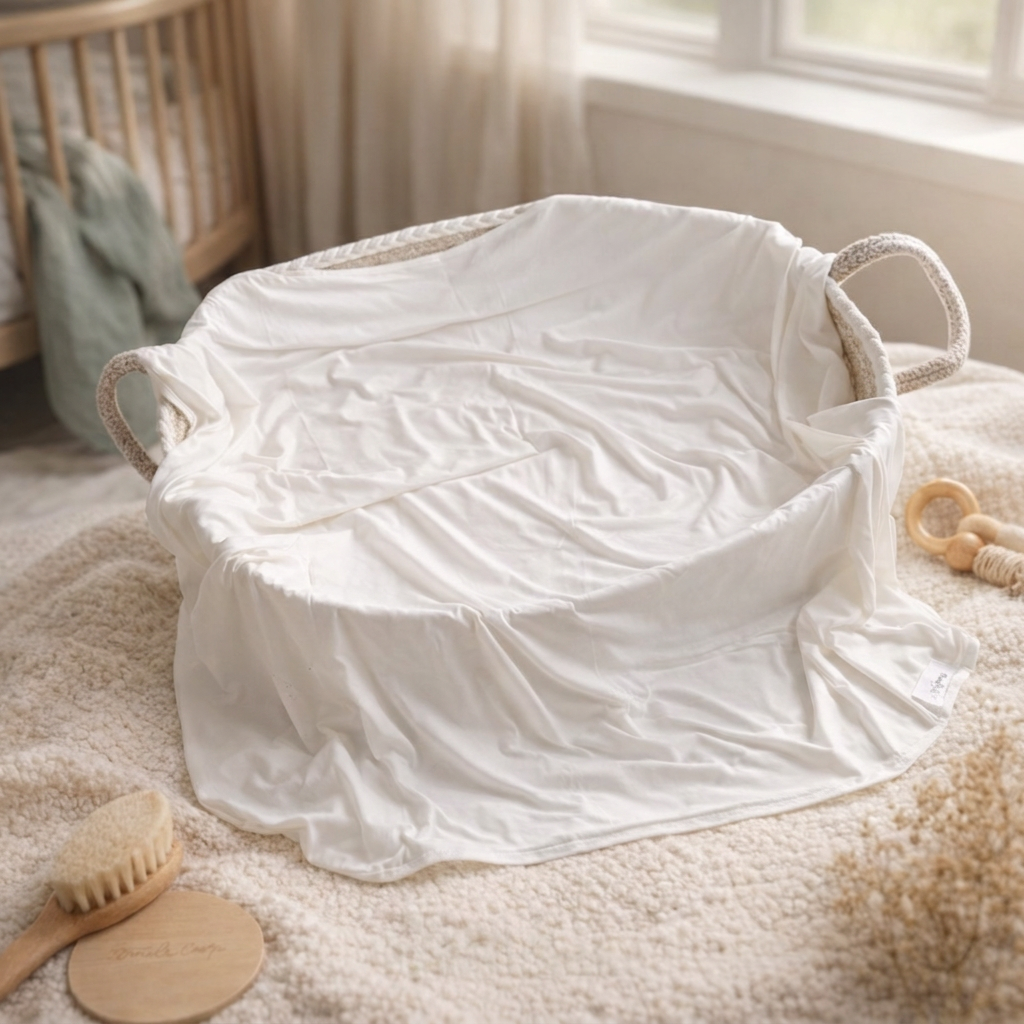 Stretchy Bamboo Baby Swaddle in Milky White