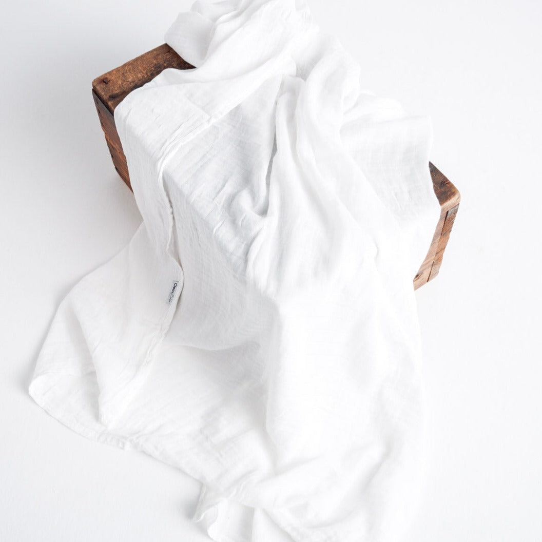 Luxurious Bamboo Cotton Baby Muslin Wrap - Snowdrop