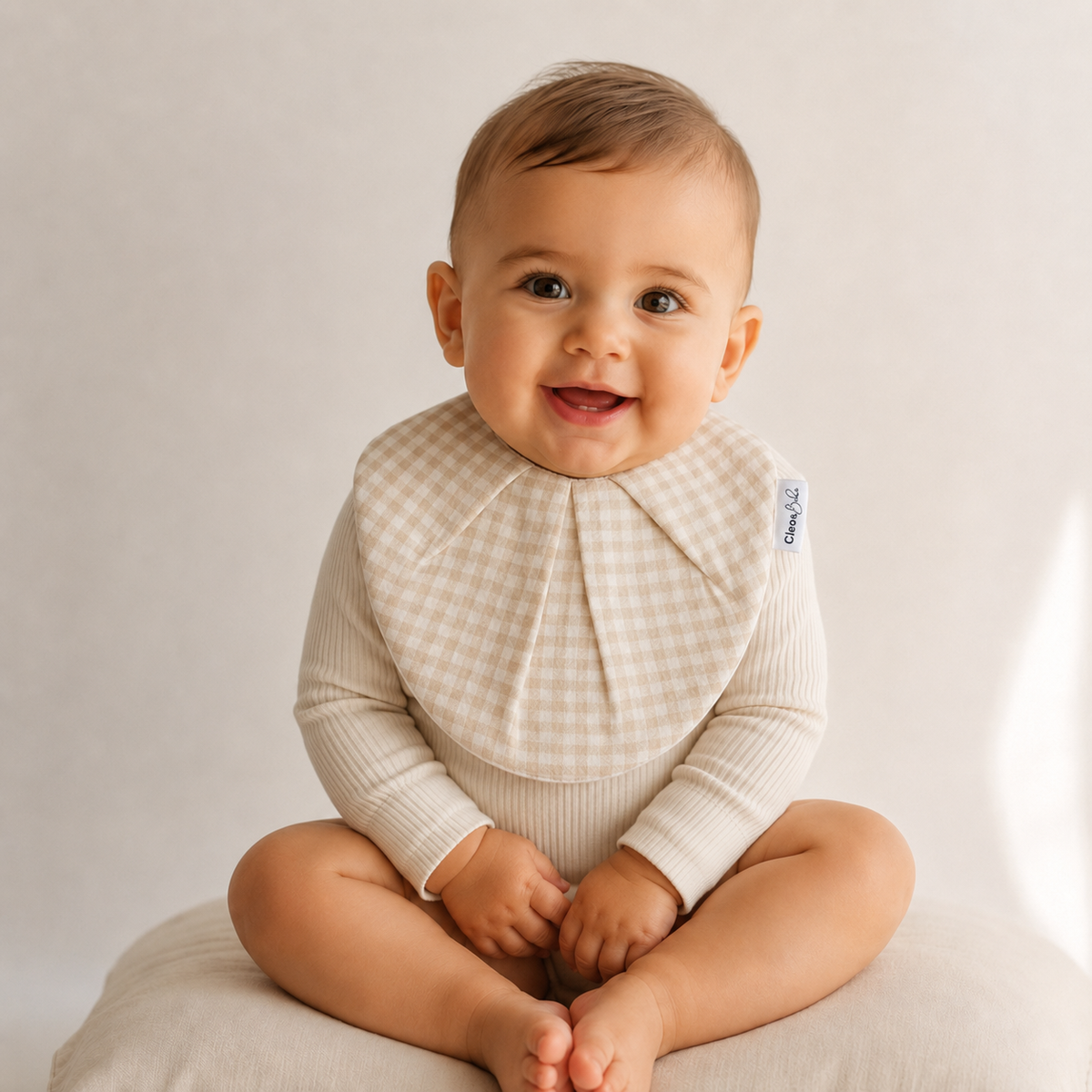 Waterproof Bib Classic or Bandana - Almond Gingham