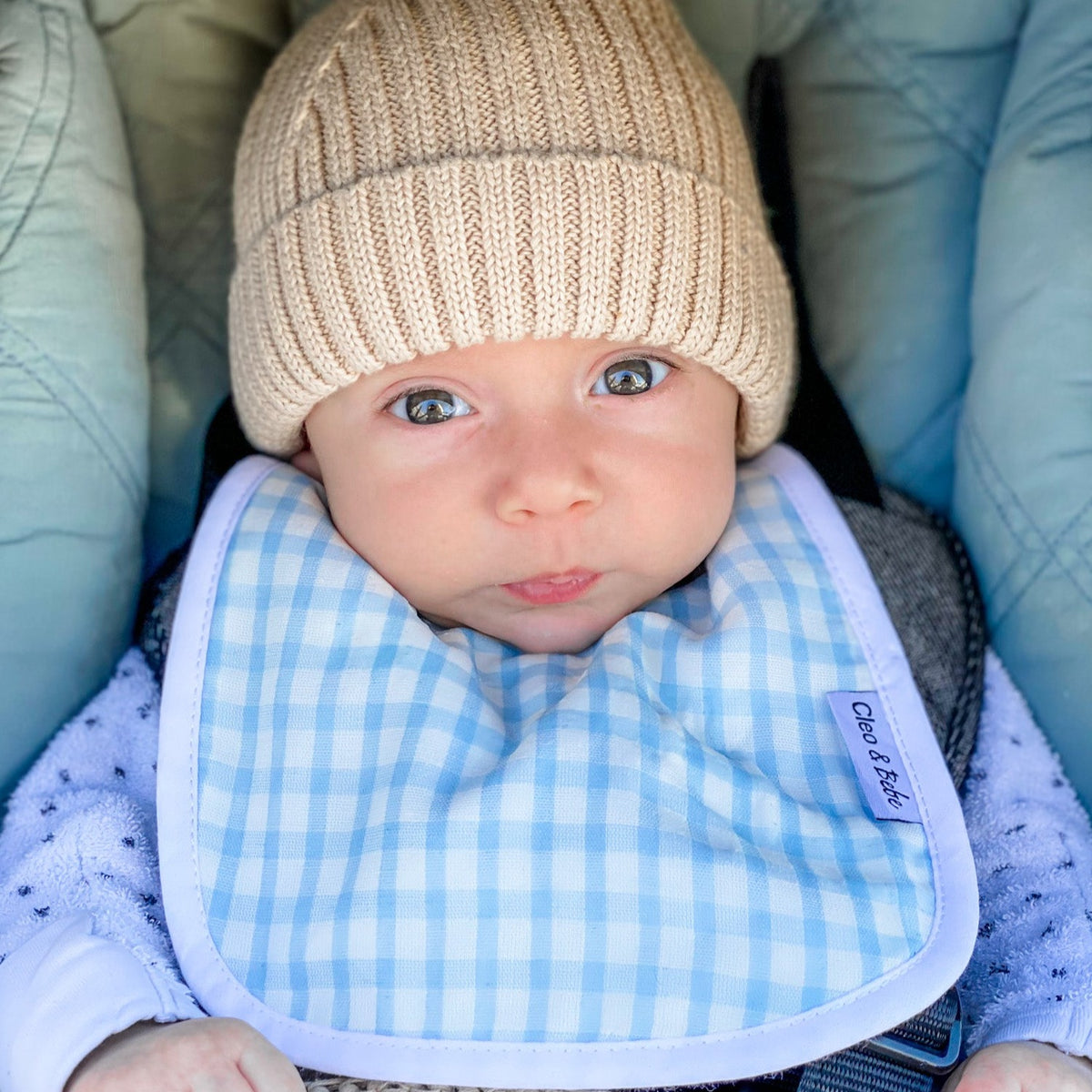 Baby Blue Gingham - Waterproof Classic Bib