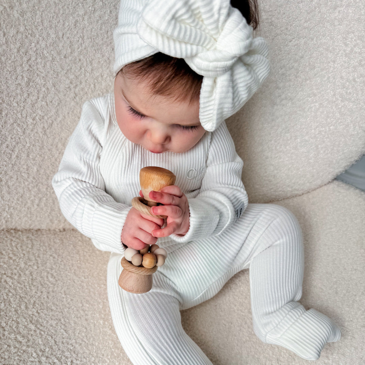 Ribbed Baby Onesie - White