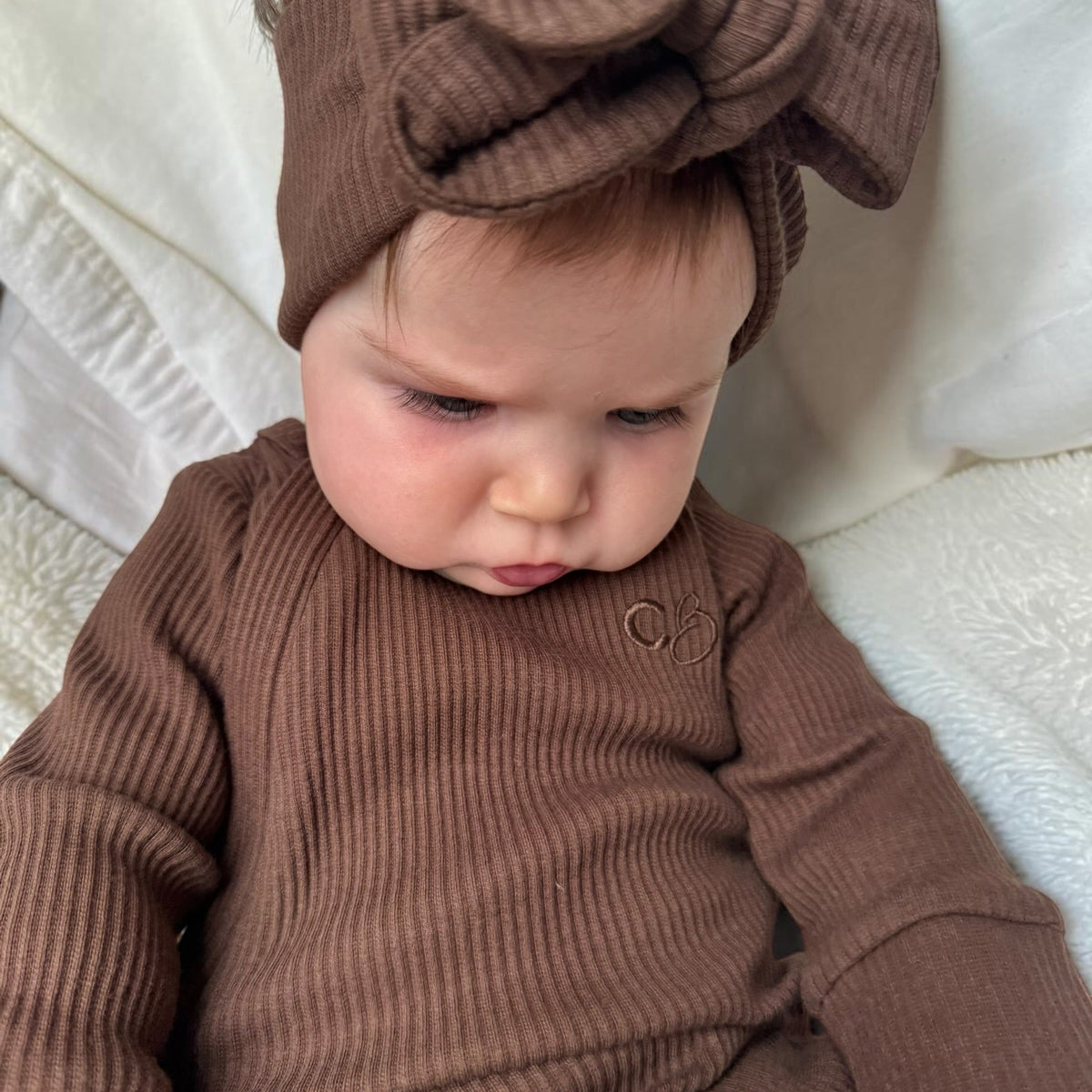 Ribbed Baby Onesie - Chocolate