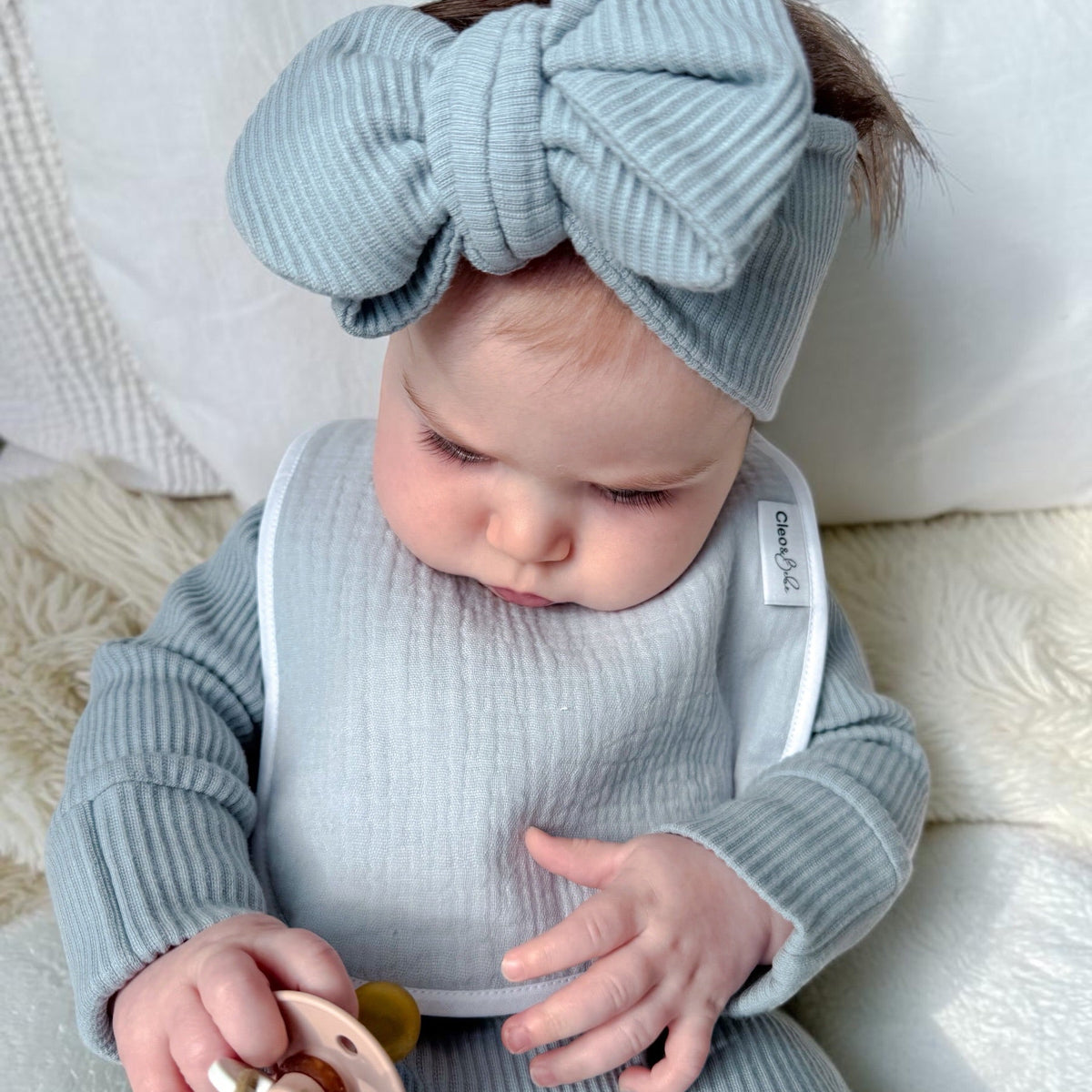 Ribbed Baby Onesie - Blue Haze