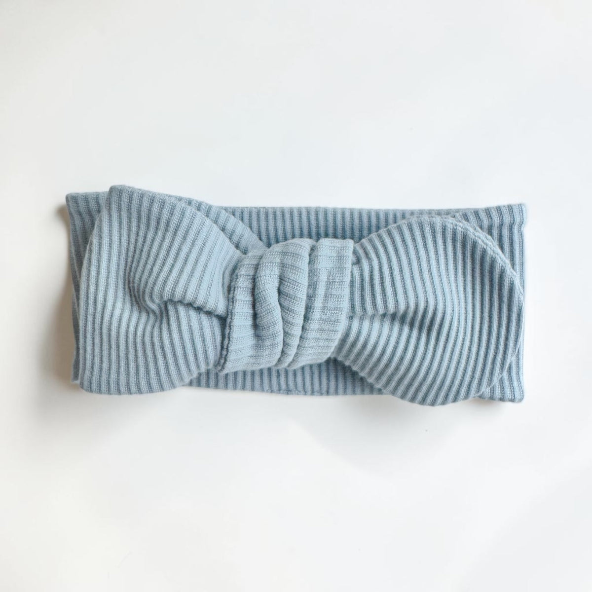 Ribbed Bow Headband - Blue Haze