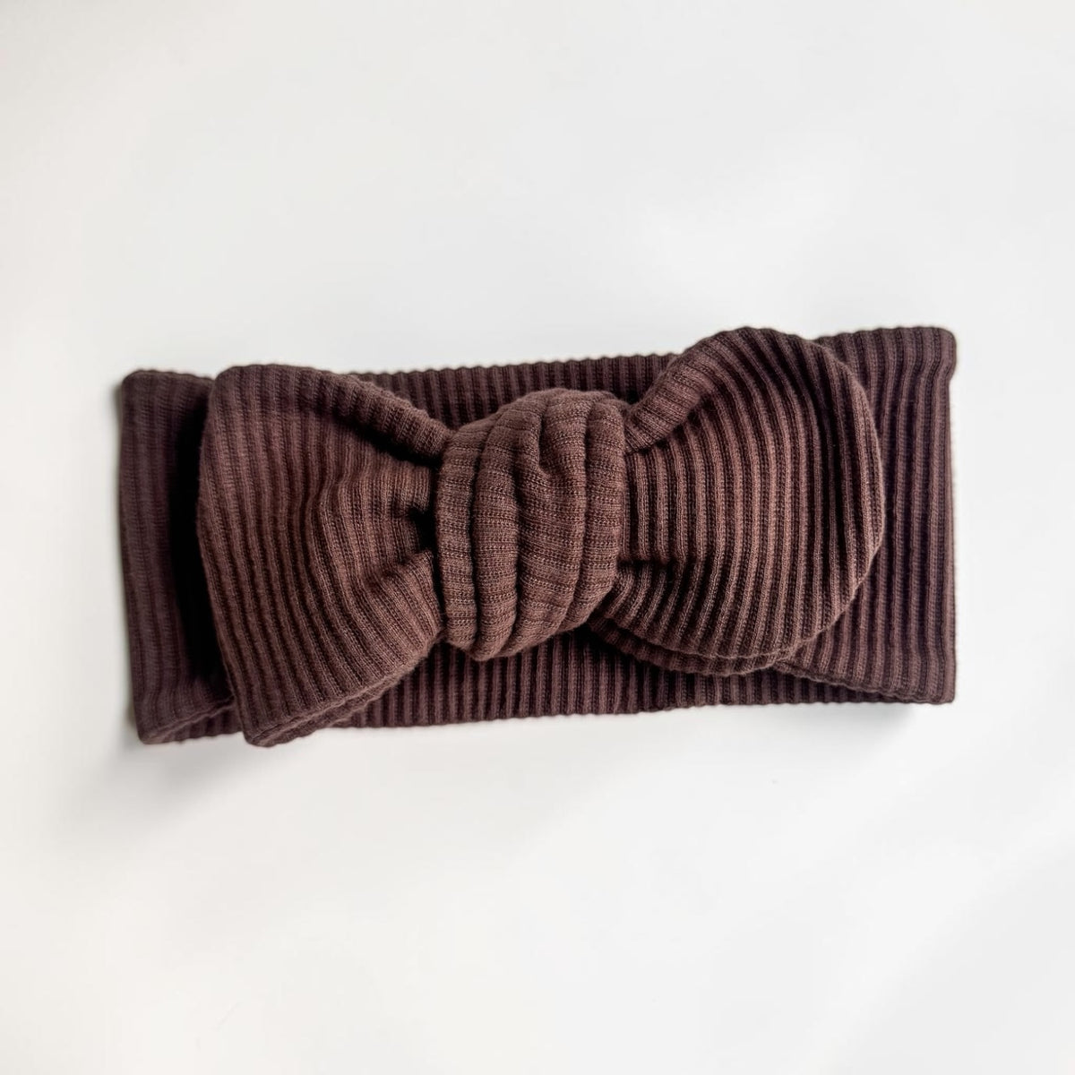 Ribbed Bow Headband - Chocolate