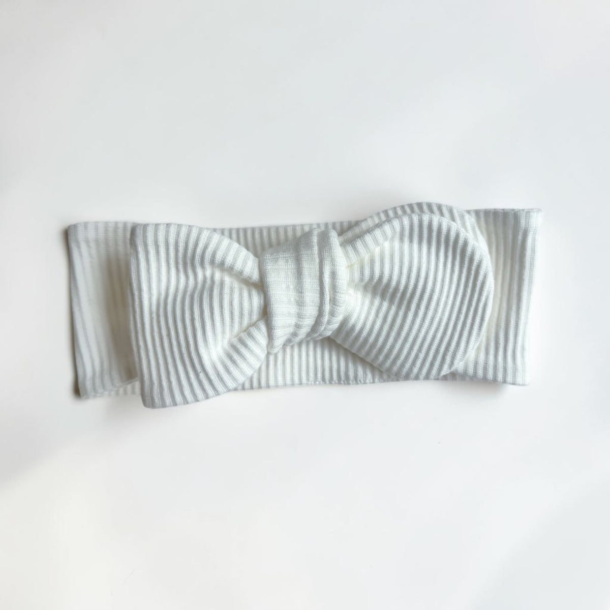 Ribbed Bow Headband - White