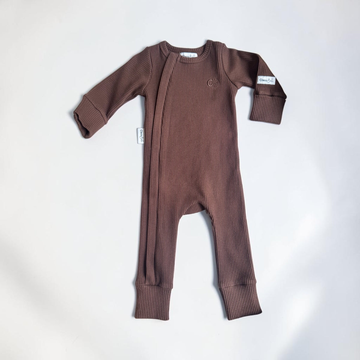 Ribbed Baby Onesie - Chocolate