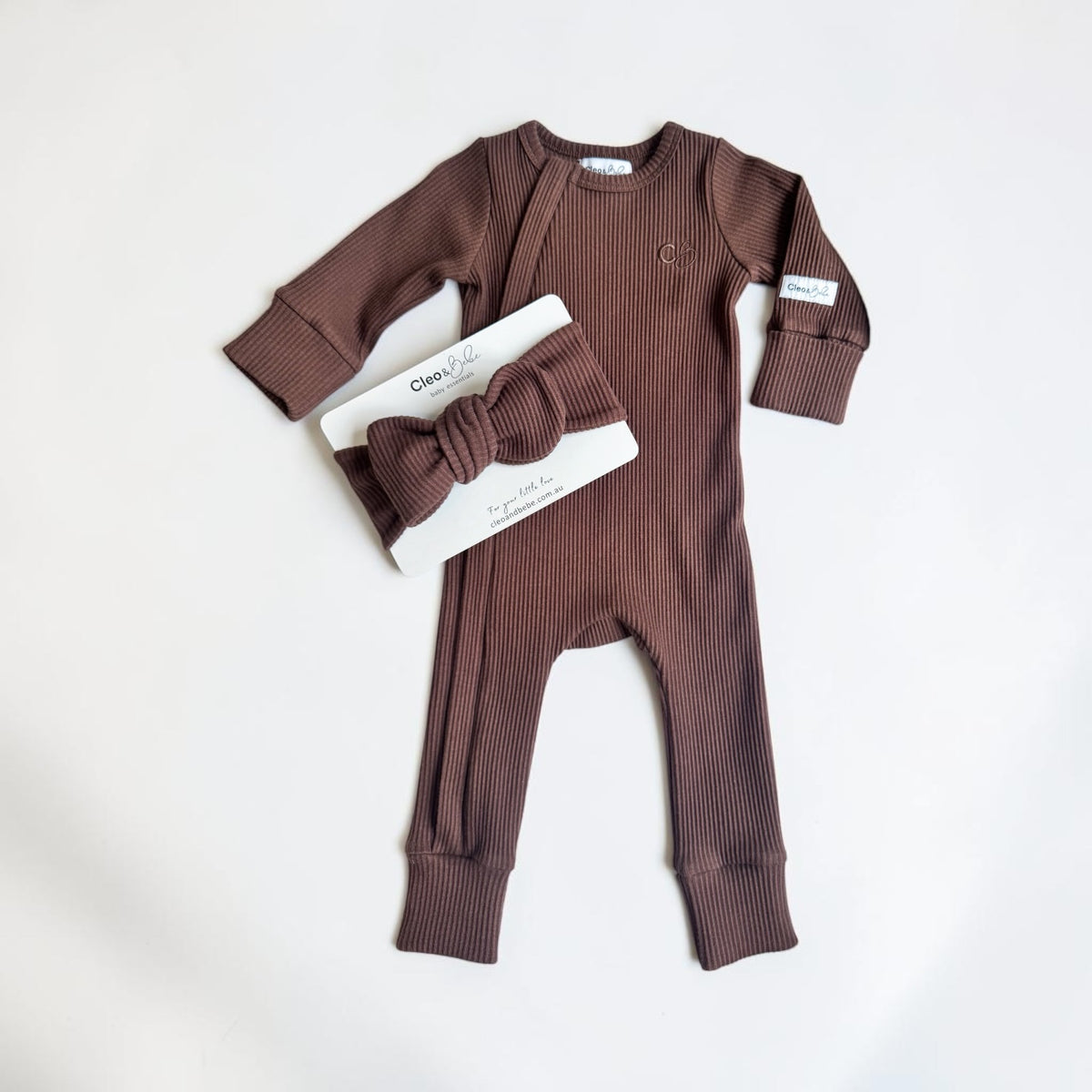 Ribbed Baby Onesie - Chocolate