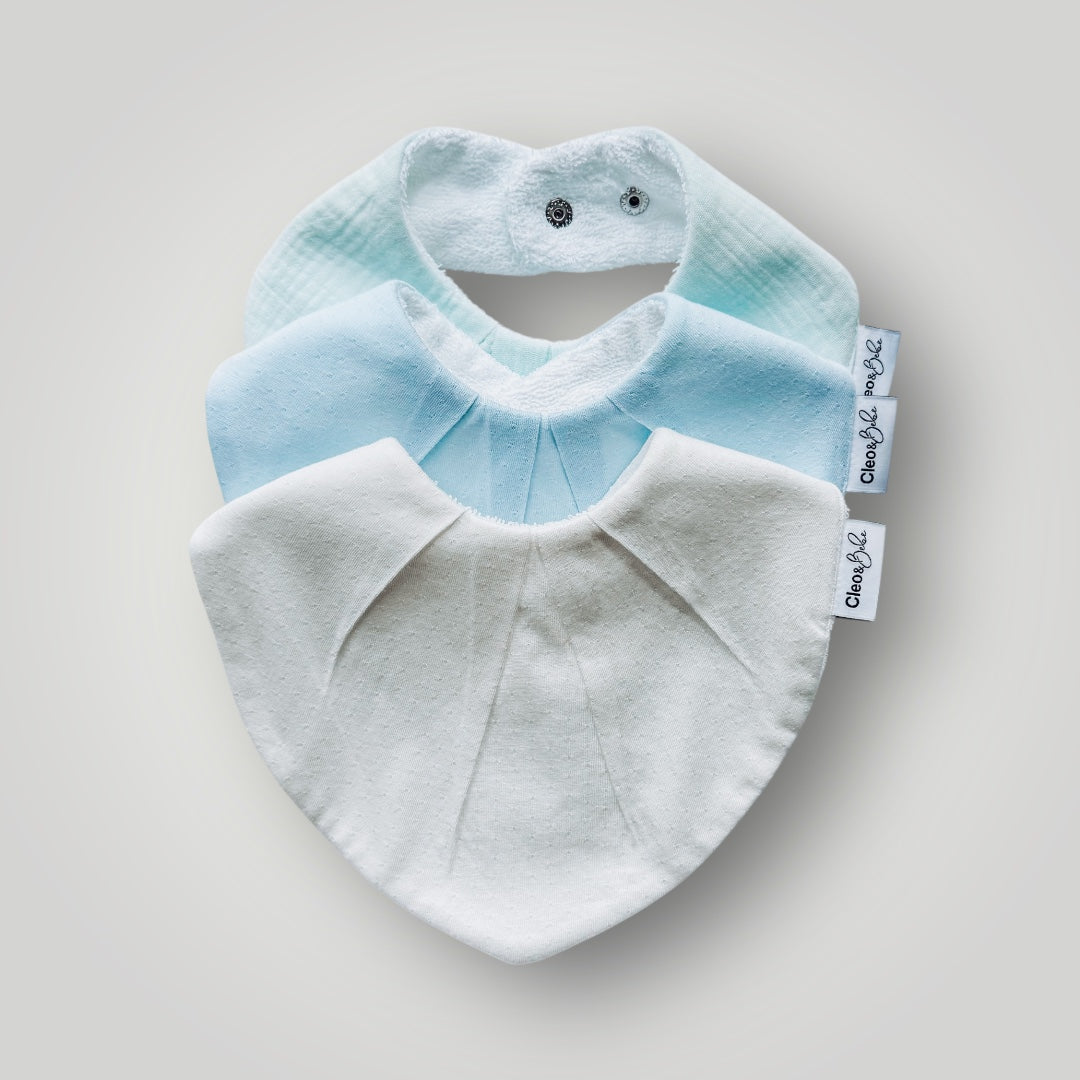 Waterproof Bib Pack Classic or Bandana - - Ocean Cloud Pointelle