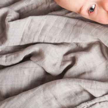 Luxurious Bamboo Cotton Baby Muslin Wrap - Silver Mist