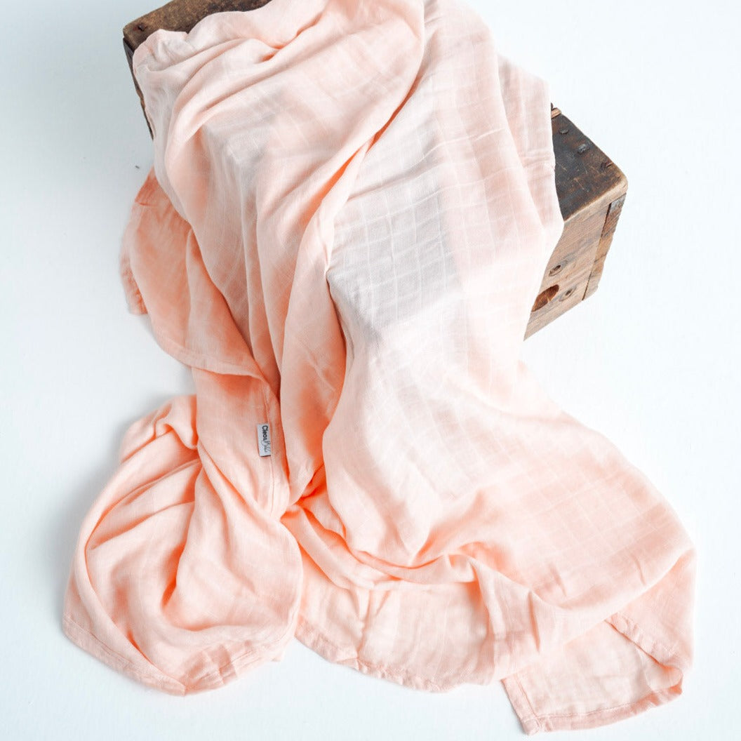 Luxurious Bamboo Cotton Baby Muslin Wrap - Coral Sunset