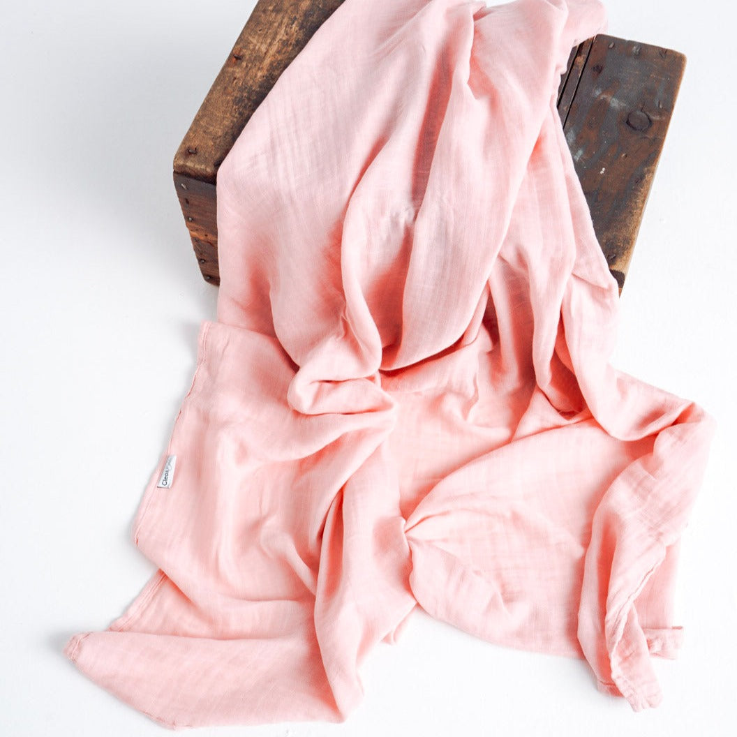 Luxurious Bamboo Cotton Baby Muslin Wrap -Blush Blossom