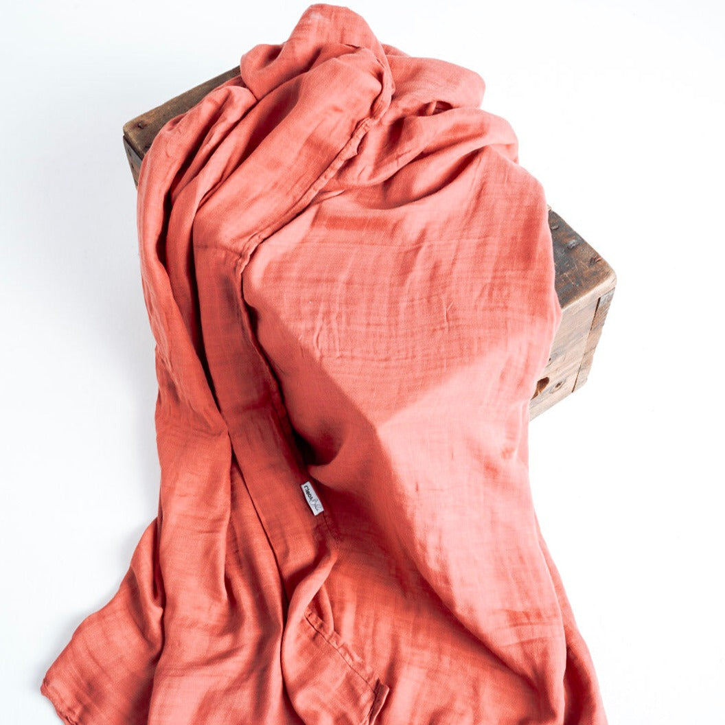 Luxurious Bamboo Cotton Baby Muslin Wrap - Burgundy Rose