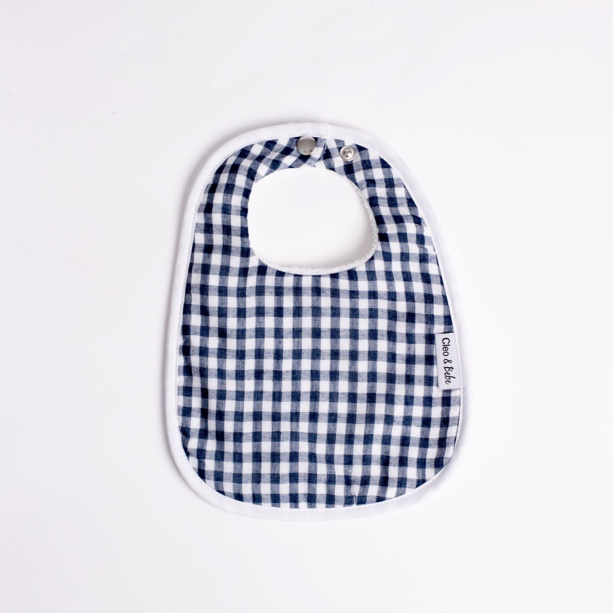 Navy Blue Gingham Bib